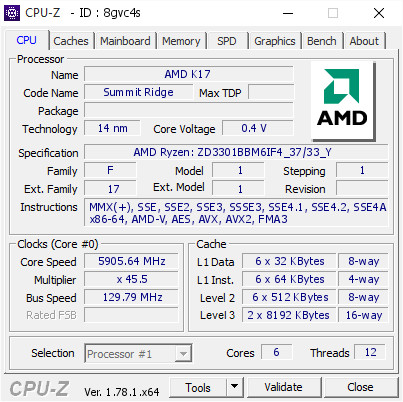AMD Ryzen 5 1600X overclockeado hasta los 5,90 GHz