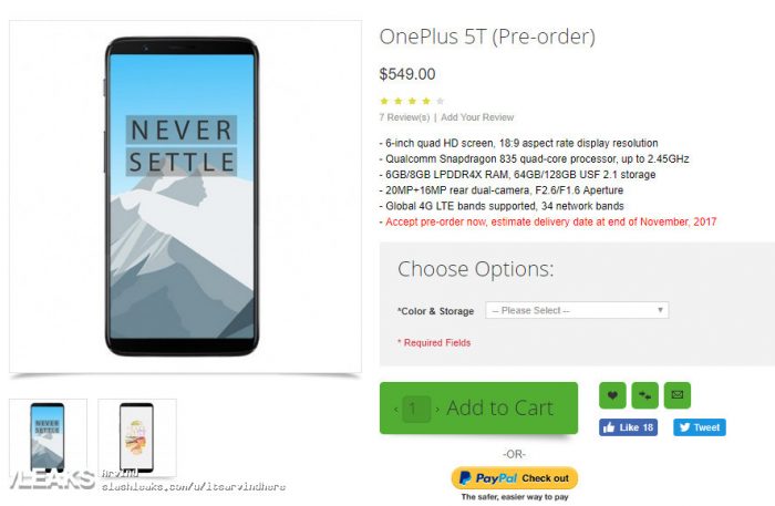 OnePlus 5T ya disponible en preventa