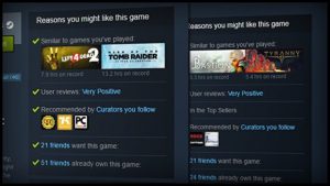 Steam te explicará las recomendaciones de los juegos Fanáticos del