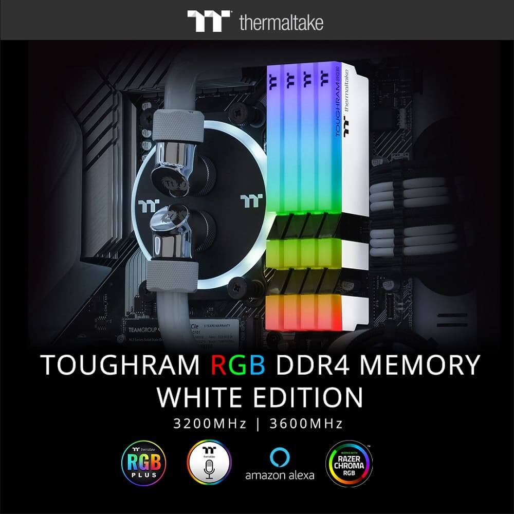 NP: Thermaltake lanza el kit de memoria TOUGHRAM RGB DDR4 3200MHz | 3600MHz 16GB White Edition