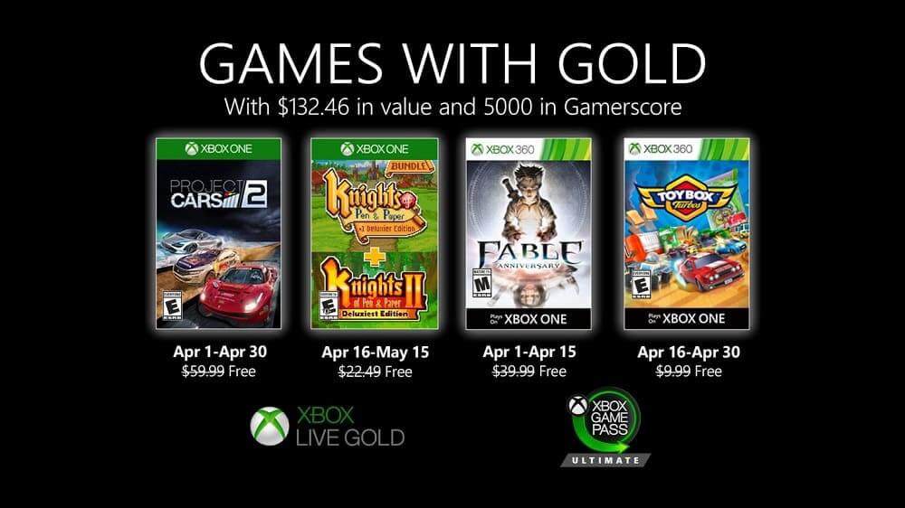 NP: Project CARS 2 y Fable Anniversary, entre los Games with Gold de abril