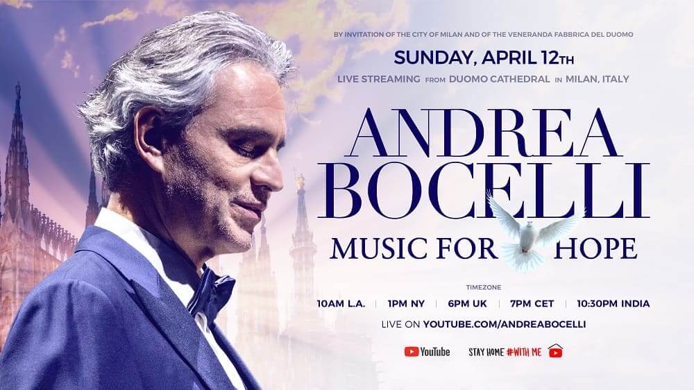 NP: Andrea Bocelli actuará en el Duomo de Milán a través de YouTube el Domingo de Pascua