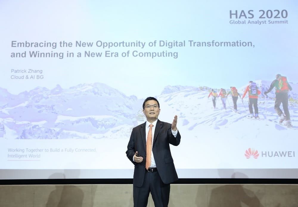 Patrick Zhang, Vicepresidente Senior de Huawei y Director del Departamento de Estrategia y Desarrollo de la Industria, Cloud & AI, en su discurso durante el HAS 2020.(1)