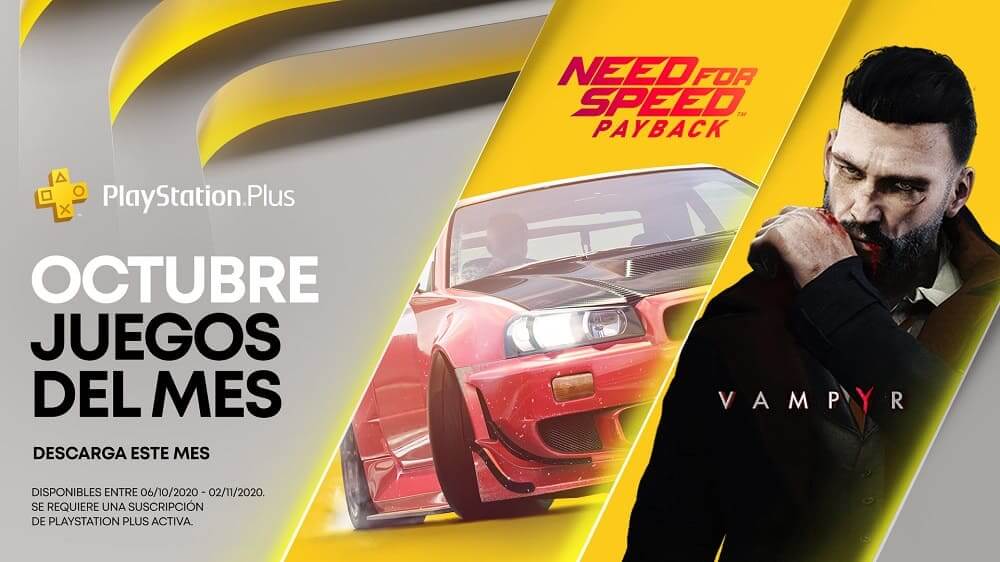 Need for Speed Payback, Vampyr y Massira son los nuevos títulos para PlayStation Plus en octubre