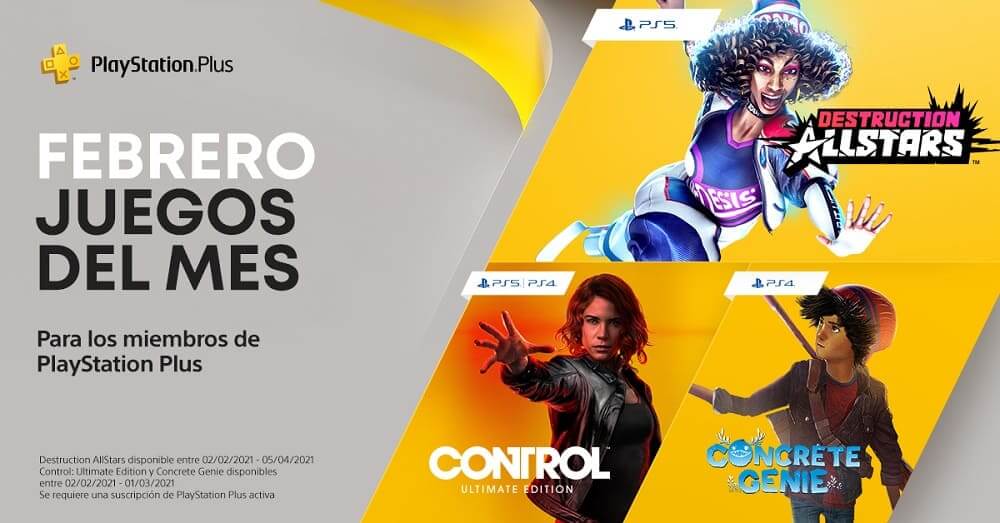 Destruction AllStars, Control: Ultimate Edition y Concrete Genie son los nuevos títulos para PlayStation Plus en febrero
