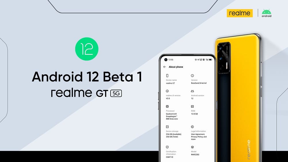 realme GT será el primer smartphone de realme que soportará la Beta 1 de Android 12