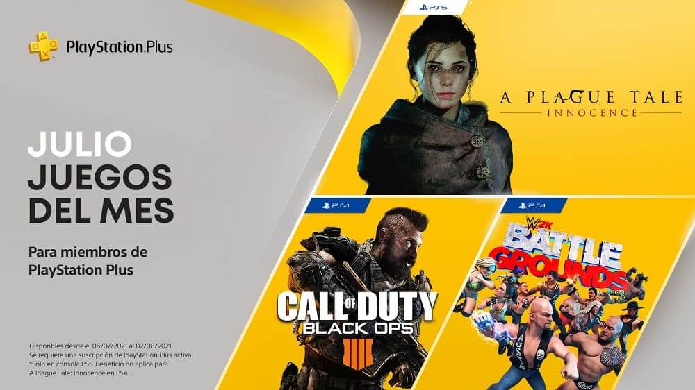 A Plague Tale: Innocence, Call of Duty: Black Ops 4 y WWE 2K Battlegrounds entre los nuevos títulos que se suman a PlayStation Plus en julio