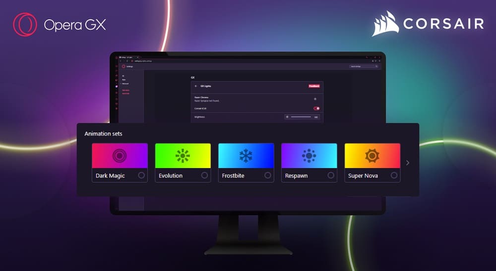 Opera GX integra Corsair iCUE y pone color a la navegación de los gamers