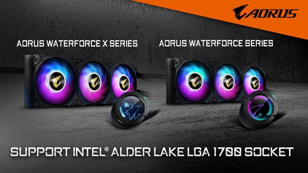 La línea de refrigeradores líquidos Aorus WaterForce de Gigabyte es compatible con los procesadores Intel de 12ª generación