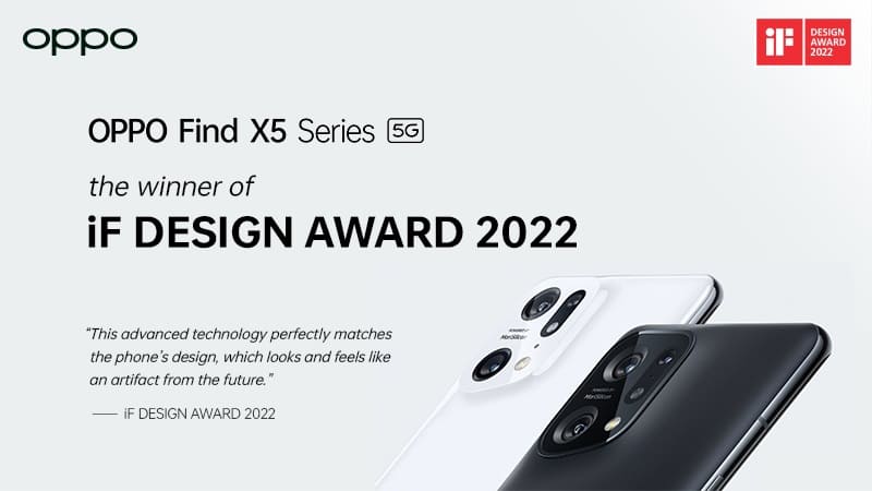 La serie OPPO Find X5 galardonada con el prestigioso iF DESIGN AWARD 2022 por su diseño futurista y único