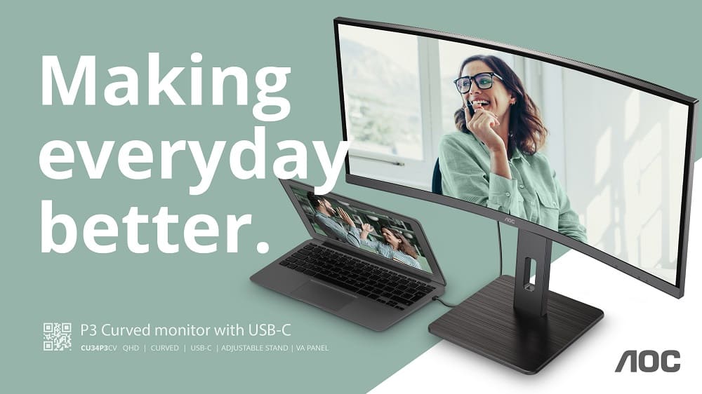 AOC lanza la potente gama de monitores profesionales P3 con conexión USB-C y webcams integradas de 2 o 5 MP