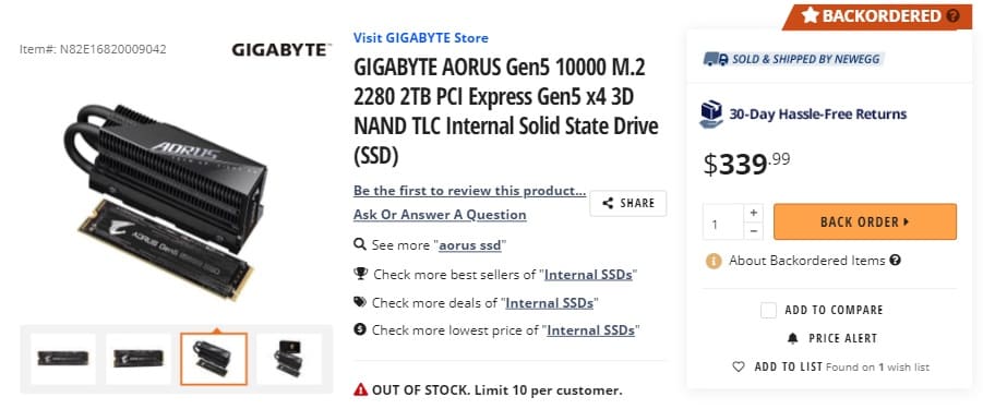 Los SSDs AORUS PCIe Gen5 ya están disponibles para su reserva, los de 2 TB cuestan 340 dólares