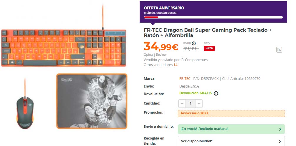 ofertas de PCComponentes perifericos dragon ball