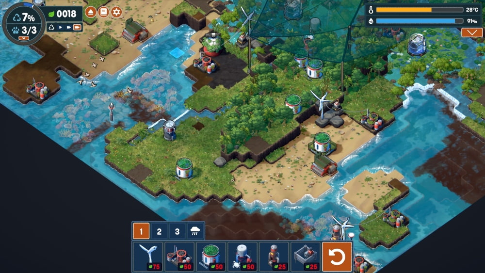 Captura de gameplay donde se ven diversos biomas y animales