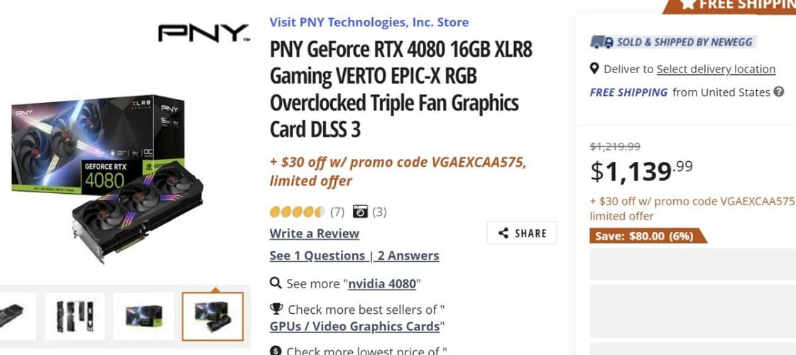 La NVIDIA GeForce RTX 4080 baja a 1109 dólares