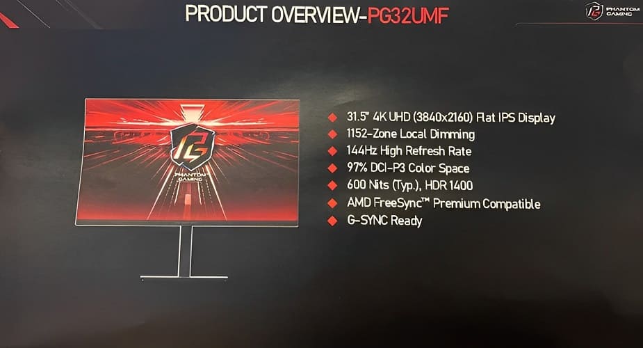ASRock PG32UMF: nuevo monitor gaming con resolución 4K, 144 Hz y 1.400 nits