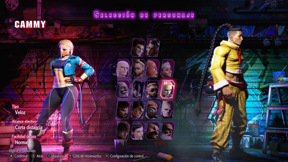 Captura de la selección de personajes