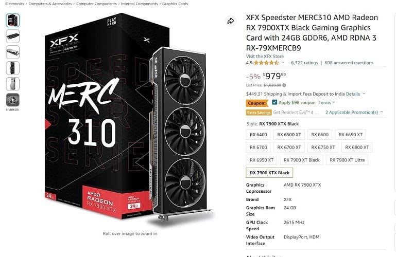 El buque insignia de AMD, la RX 7900 XTX, baja a menos de 900 dólares, ahora cuesta 881 dólares