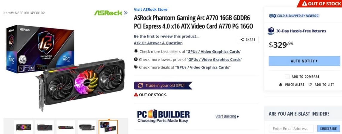 ASRock lanza sin hacer ruido su primera GPU Arc A770 con 16 GB de VRAM por 329 dólares