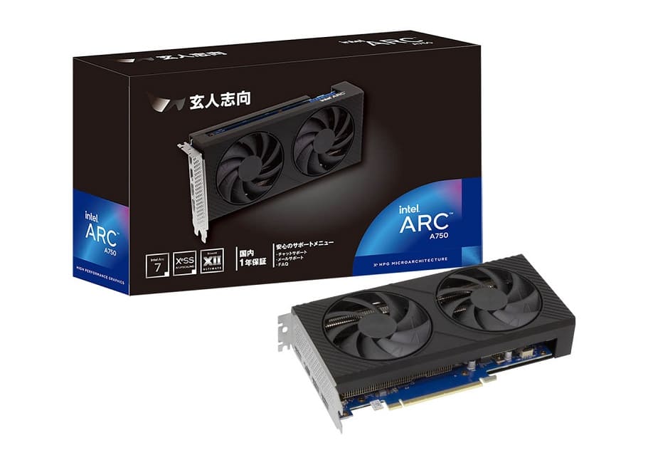 La japonesa Kuroutoshikou lanza la Intel Arc A750 GPU con PCB y conectores de alimentación azules