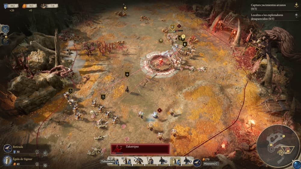 Captura de gameplay donde se ve al jugador conquistar un campamento