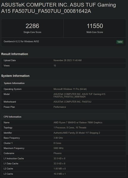 El AMD Ryzen 7 8840HS se asoma por Geekbench junto al Ryzen 5 8640HS