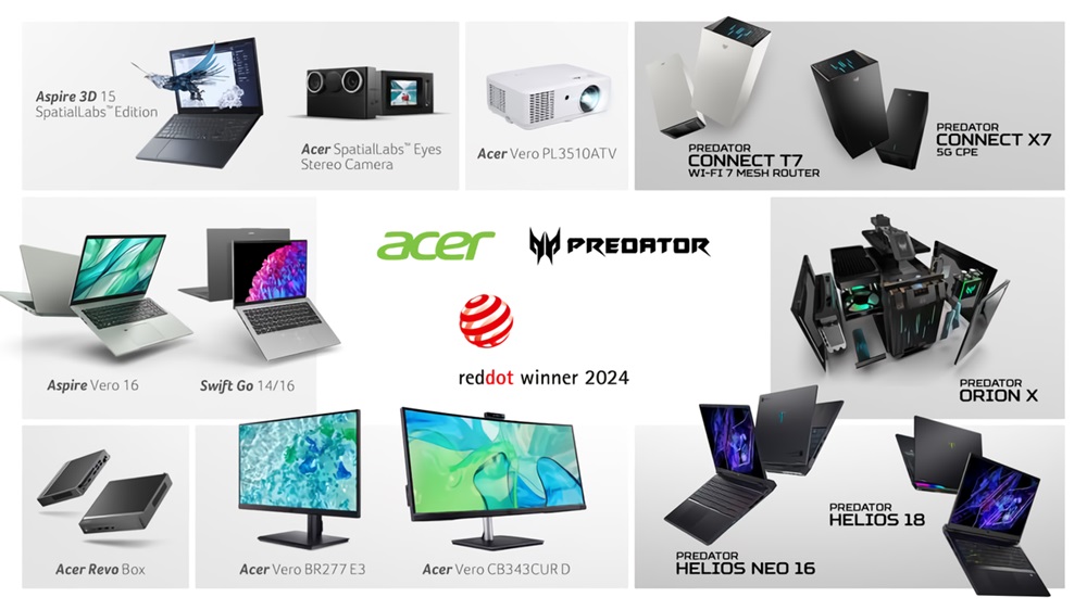 Los productos Acer Vero y los dispositivos gaming Predator obtienen galardones de diseño en los premios Red Dot 2024