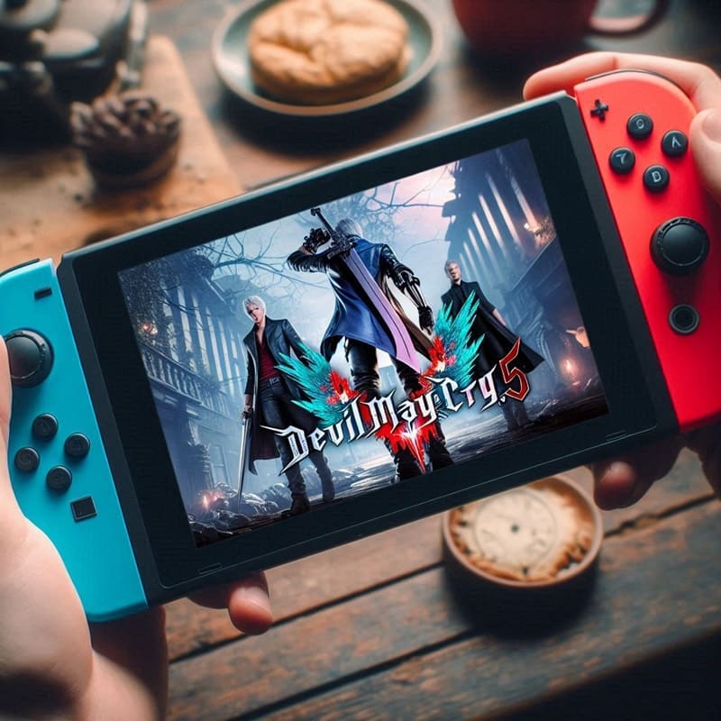Nintendo Switch ejecutando Devil May Cry 5 portada