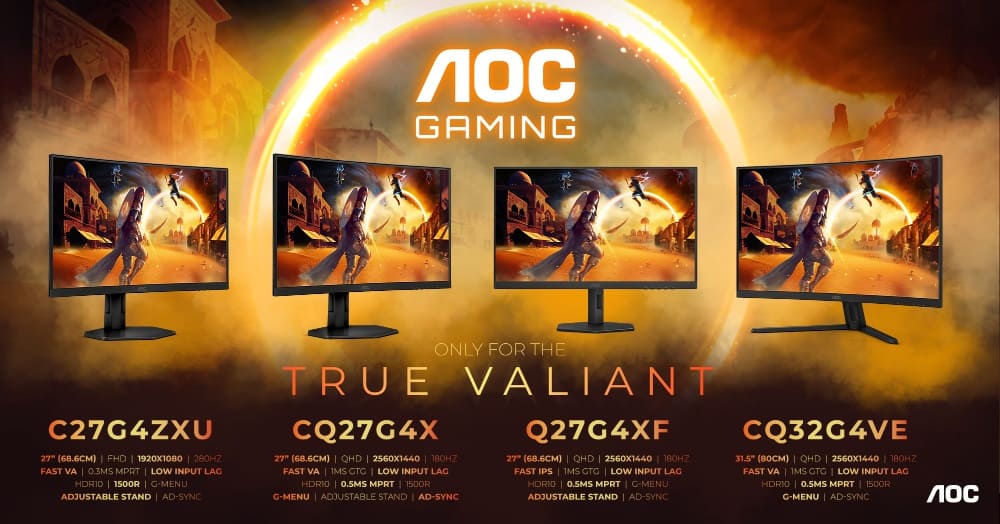 La serie AOC GAMING G4 se amplía con elegantes curvas y especificaciones de gran nitidez