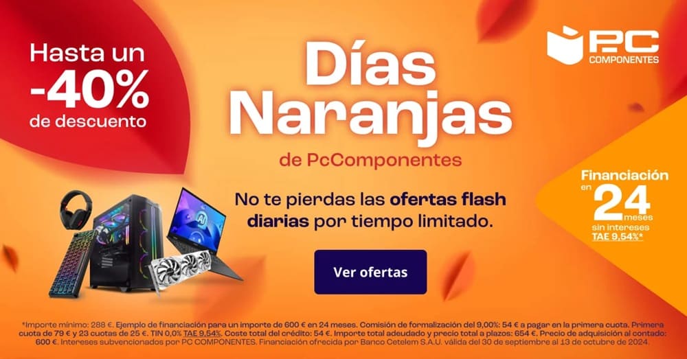 Los ‘Días Naranjas’ de PcComponentes llegan cargados de cálidas ofertas para combatir el frío del otoño