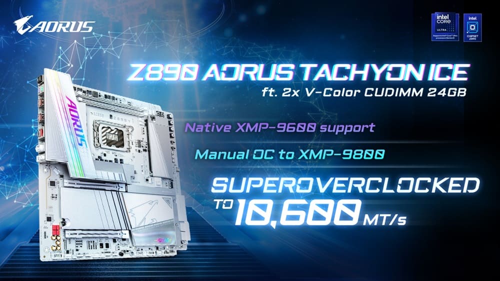 La placa base Gigabyte Z890 AORUS TACHYON ICE alcanza la memoria DDR5-10600