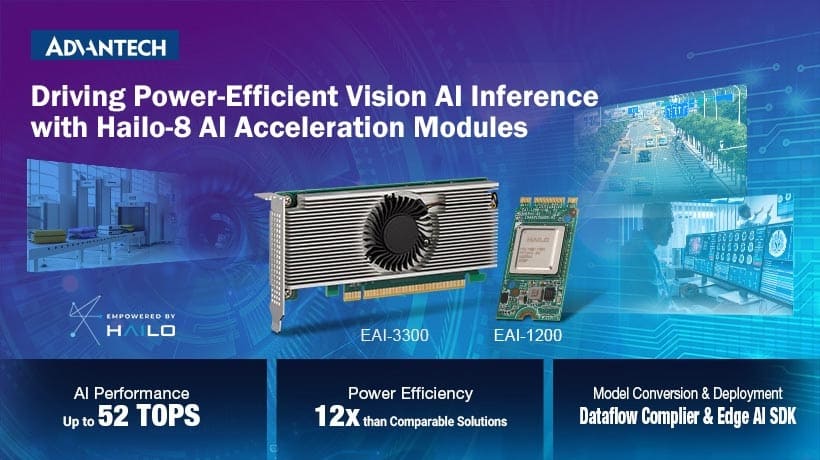 Advantech presenta los módulos de aceleración de Hailo-8 IA para aplicaciones de IA de visión de alta eficiencia