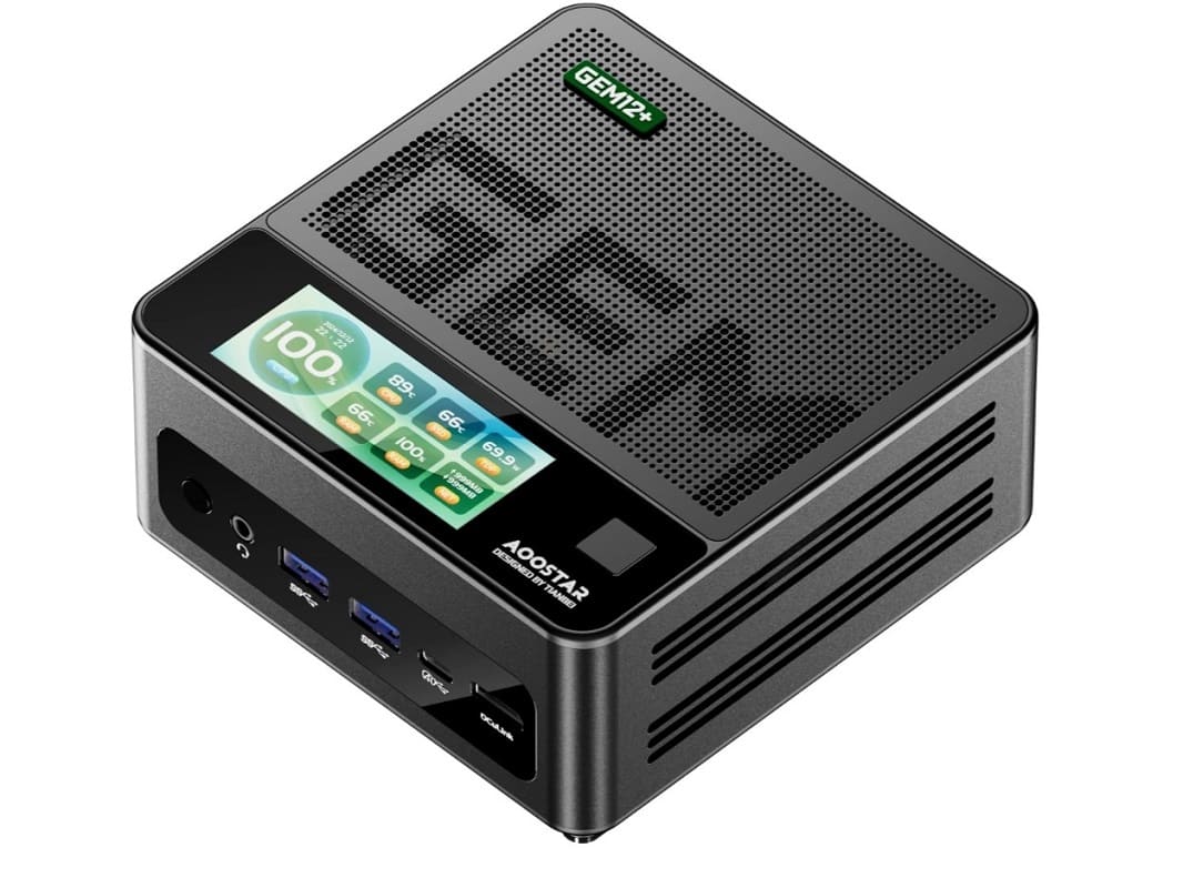 Aoostar GEM12+ Pro: Mini-PC compacto con Ryzen 7 Pro, pantalla integrada y sensor de huellas Aoostar GEM12+ Pro: Mini-PC compacto con Ryzen 7 Pro, pantalla integrada y sensor de huellas