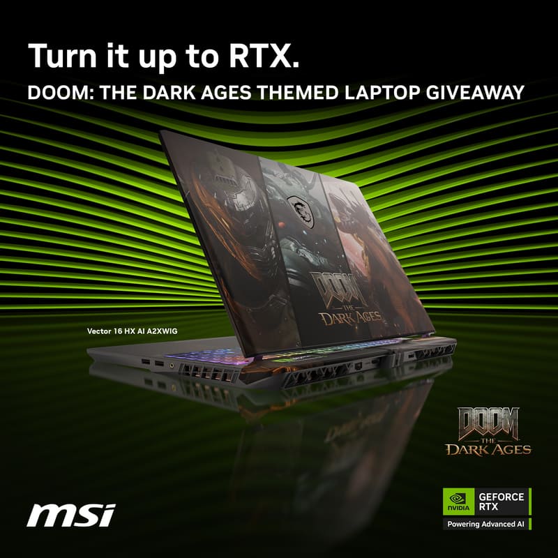 MSI regala tres portátiles Vector 16 HX AI tematizados por DOOM: The Dark Ages
