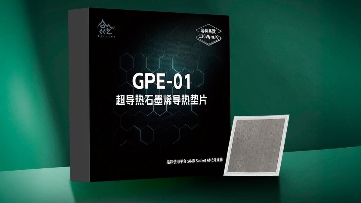 Coracer lanza un pad térmico de grafeno GPE-01 para AM5 con hasta 130 W/mK de conductividad