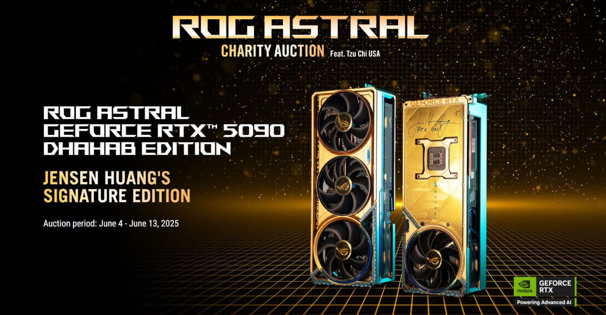 ASUS subasta una RTX 5090 Dhahab firmada por Jensen Huang y recauda 24.200 dólares para fines benéficos