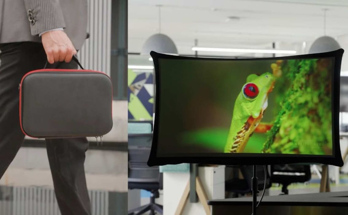 Splay Max: pantalla portátil de 35 pulgadas con proyector integrado y diseño plegable