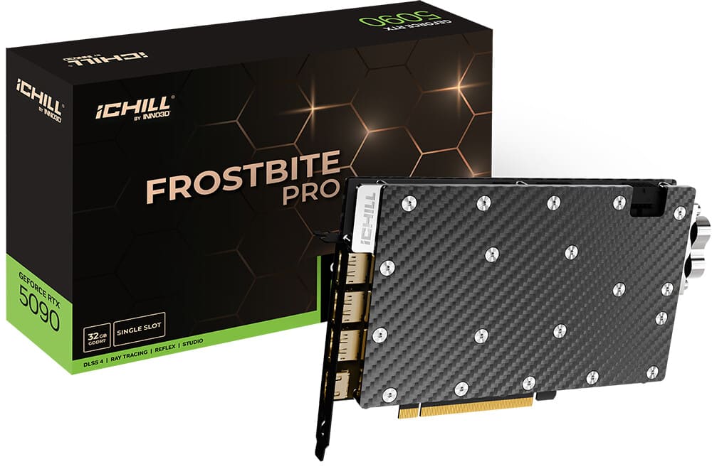INNO3D presenta las RTX 5090 y 5080 Frostbite Pro con refrigeración líquida Alphacool de un solo slot