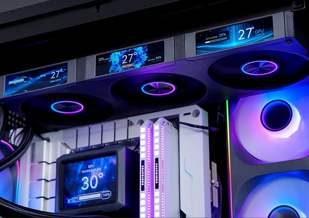 JONSBO TF3‑360SC: el primer AIO con cuatro pantallas LCD integradas