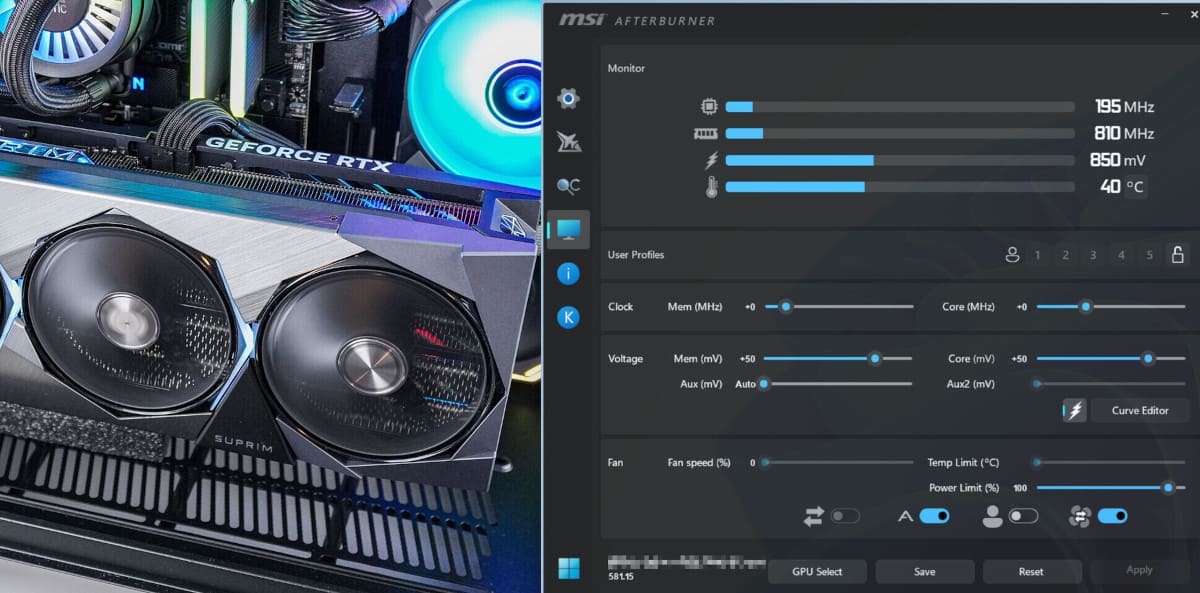 MSI prepara triple control de voltaje en Afterburner para gráficas RTX 50 Extreme OC