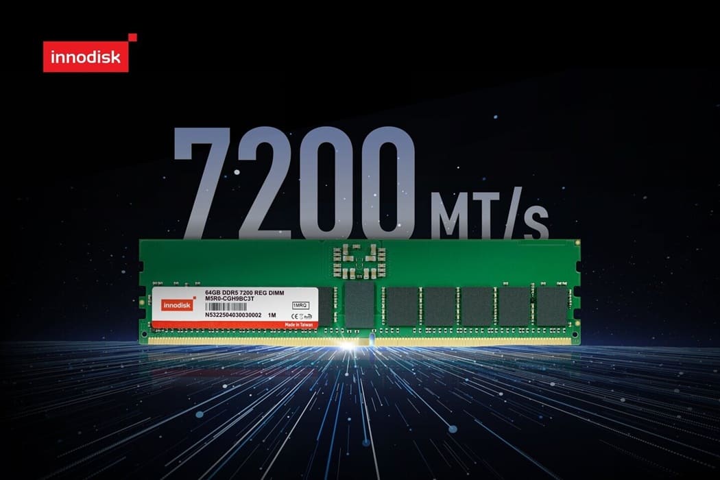 Innodisk presenta el primer módulo DDR5 7200 RDIMM industrial de 64 GB, diseñado para IA y computación en el borde