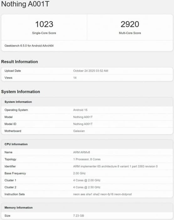 El Nothing Phone (3a) Lite aparece en Geekbench antes de su llegada a Europa