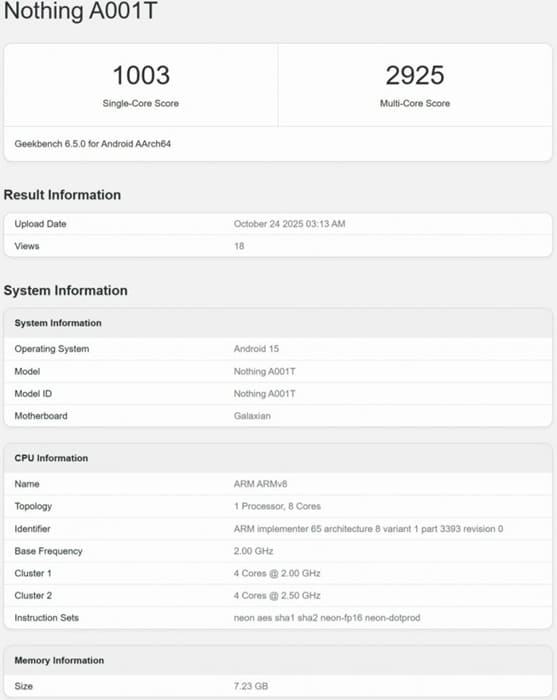 El Nothing Phone (3a) Lite aparece en Geekbench antes de su llegada a Europa