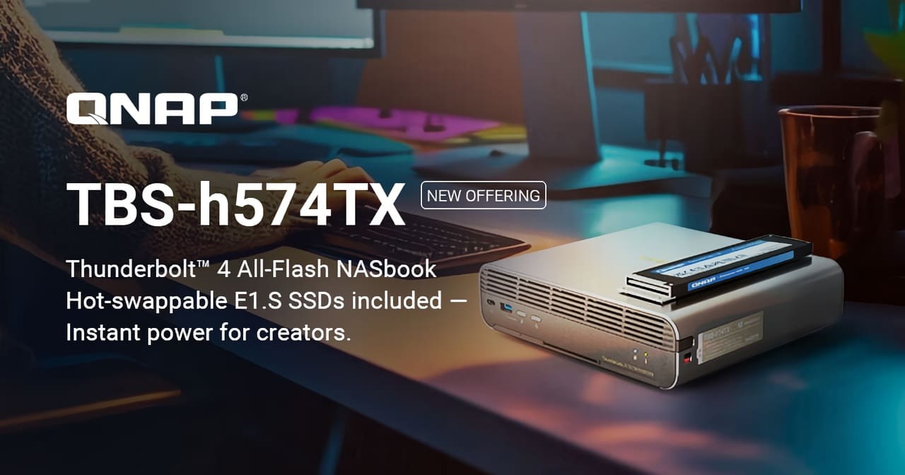 QNAP TBS-h574TX: nuevo NASbook con SSD E1.S para flujos de vídeo y VFX de alta velocidad