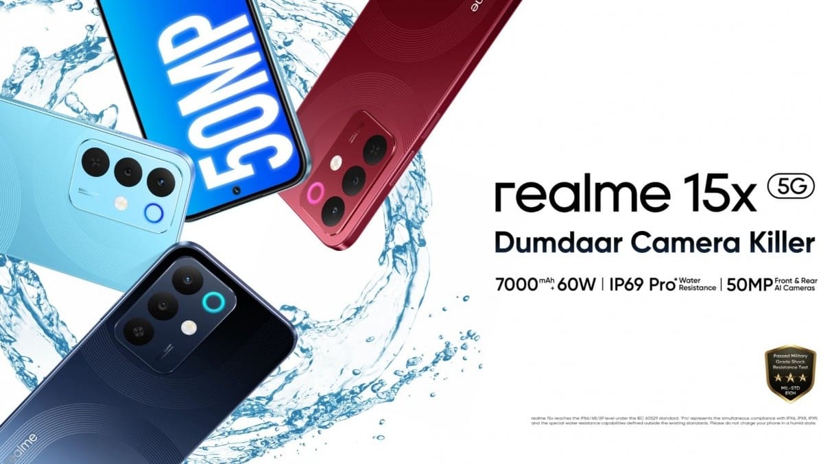 Realme 15x debuta con pantalla de 144 Hz, batería de 7.000 mAh e “IP69 Pro”