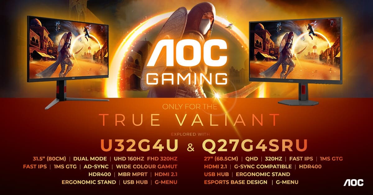 AOC amplía su serie gaming con los nuevos monitores Q27G4SRU y U32G4U, con frecuencias de hasta 320 Hz y resolución UHD