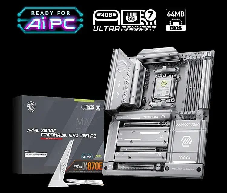 MSI MAG X870E TOMAHAWK MAX WIFI PZ: nueva placa AM5 con diseño trasero y OC Engine externo