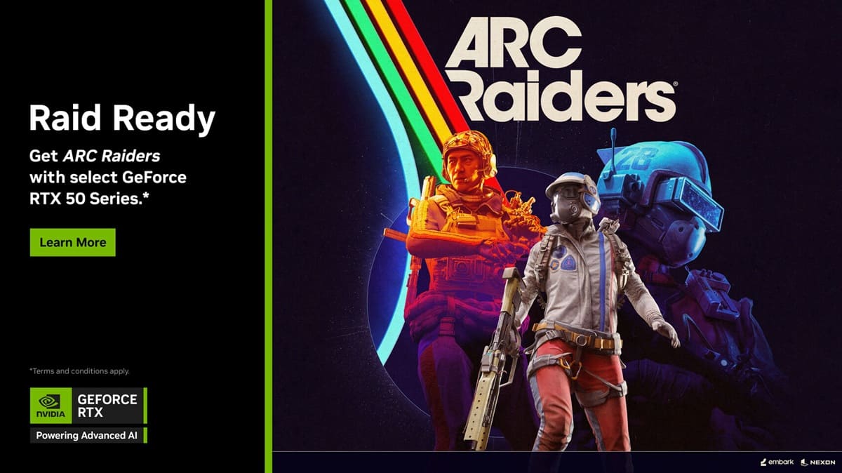 NVIDIA lanza el bundle GeForce RTX 50 Series con ARC Raiders Deluxe Edition