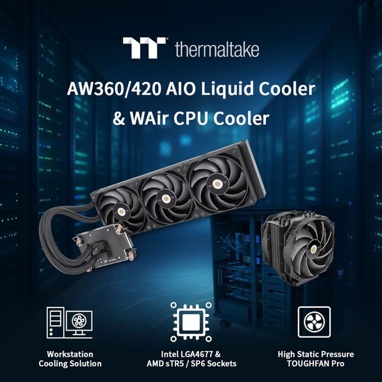 Thermaltake presenta los nuevos AW360/420 AIO y WAir, sus soluciones de refrigeración profesional para estaciones de trabajo