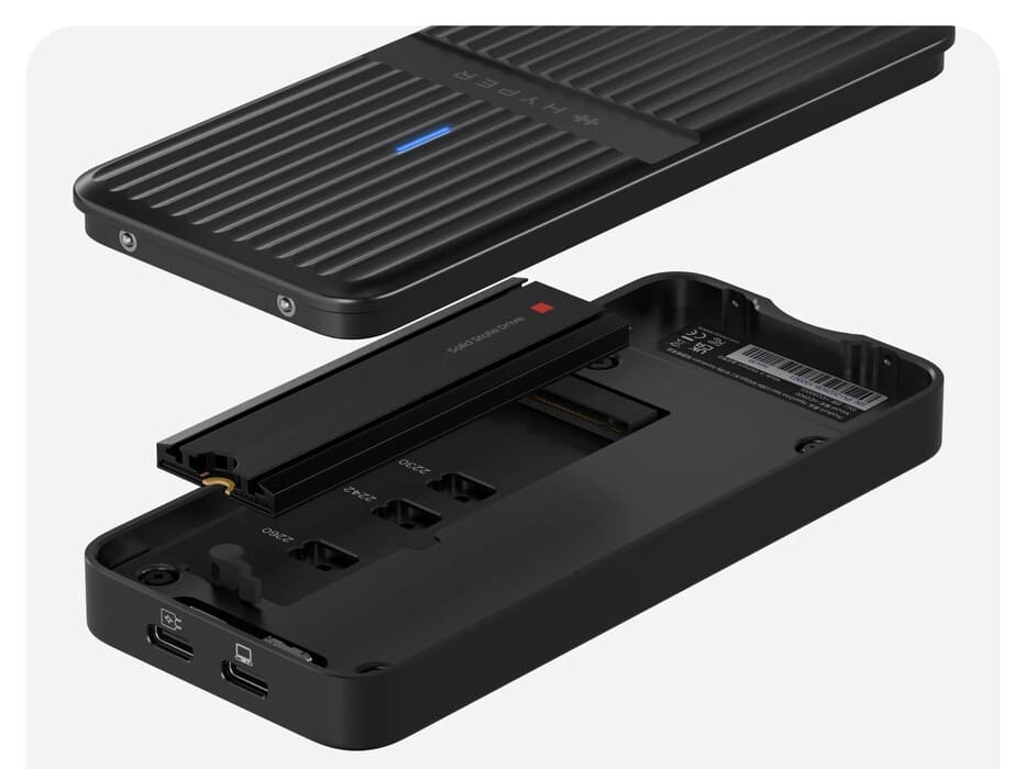 HyperDrive Next USB4 M.2 PCIe Enclosure: nueva versión con 80 Gbps, diseño IP55 y soporte PCIe 4.0 por 199,99$